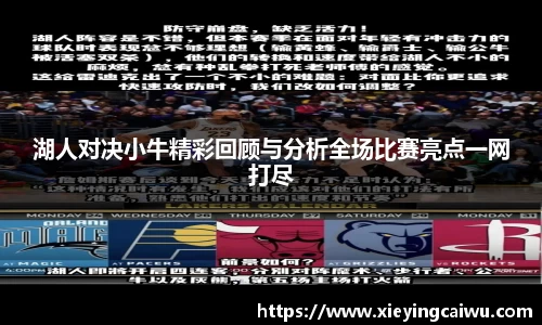 湖人对决小牛精彩回顾与分析全场比赛亮点一网打尽